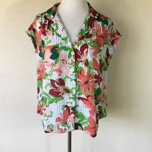 Anthro Maeve Rafinne Blouse M tropical print